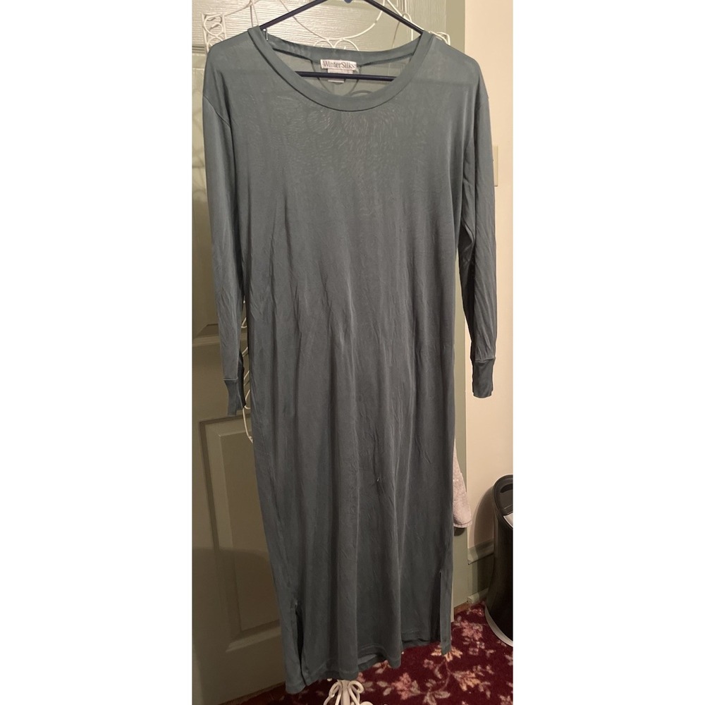 Wintersilks -100% Silk Base Layer Night Gown Long Sleeve Dress Tunic Small